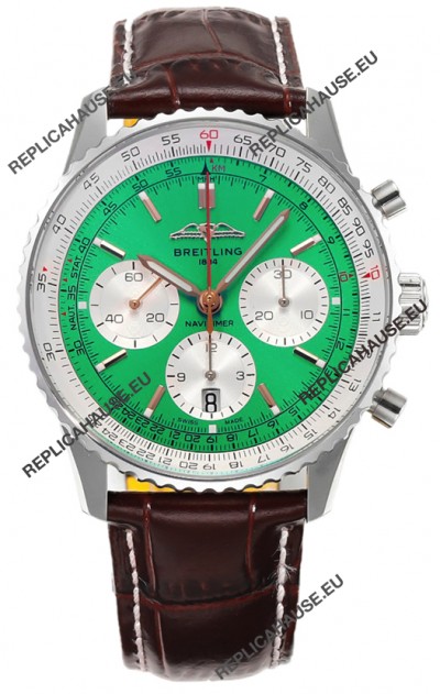Breitling Navitimer B01 Chronograph 43 Green Dial - 904L Steel Casing 1:1 Mirror Swiss Replica