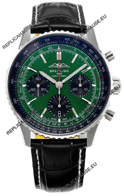 Breitling Navitimer B01 Chronograph 43 Green Dial - 904L Steel Casing 1:1 Mirror Swiss Replica
