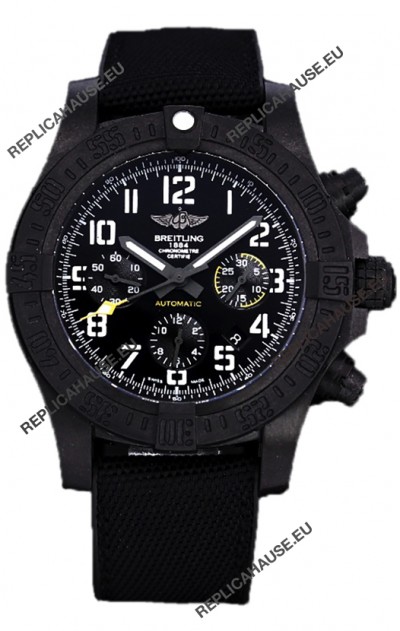 Breitling Avenger Hurricane Chronograph Black Dial Nylon Strap - DLC Coating Swiss Replica Watch