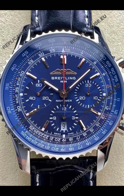 Breitling Navitimer B01 Chronograph 43 Blue Dial - 904L Steel Casing 1:1 Mirror Swiss Replica