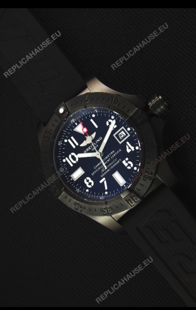 Breitling Avenger Blacksteel DLC Coated Swiss Replica Watch in Black Dial