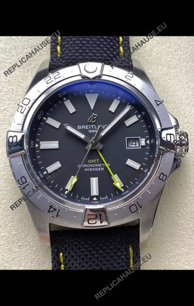 Breitling Avenger GMT Automatic 44 Swiss 1:1 Super Clone Replica Watch - Black Dial 