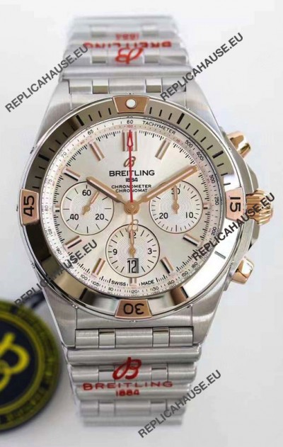 Breitling Chronomat B01 42 Edition Swiss 904L Steel Rose Gold Details with Steel Dial 1:1 Mirror Replica Watch