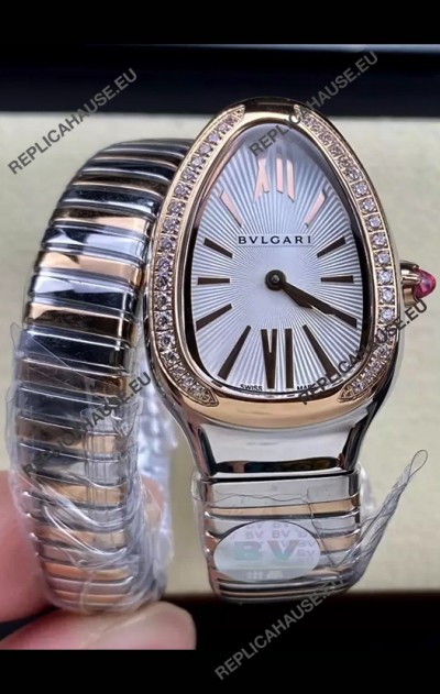 Bvlgari Serpenti Edition Two Tone Casing White Dial Watch in 1:1 Mirror Quality