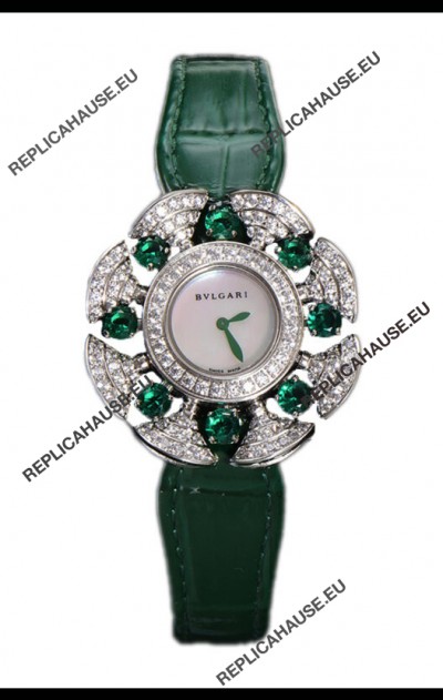 Bvlgari Divas's Dream Edition Watch in Steel Casing - Diamonds Paved Bezel Swiss Replica