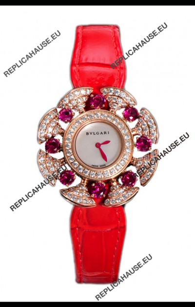 Bvlgari Divas's Dream Edition Watch in Rose Gold Casing - Diamonds Paved Dial Swiss Replica