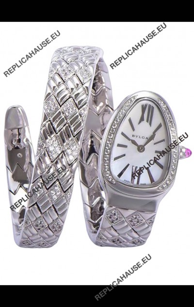 Bvlgari Serpenti Edition Steel Casing White Dial Watch in 1:1 Mirror Quality