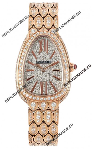 Bvlgari Serpenti Seduttori Edition Watch in Diamonds Paved Yellow Gold Casing - 1:1 Mirror Replica