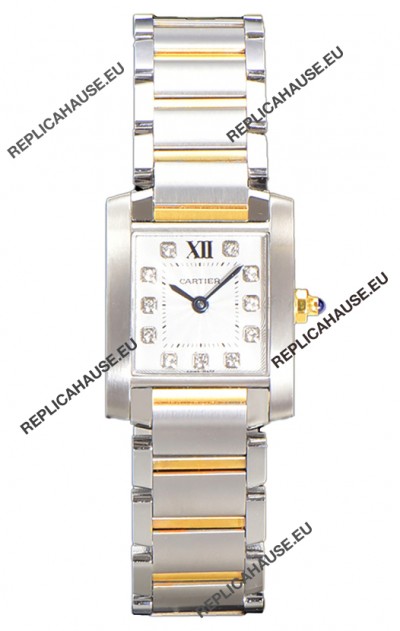 Cartier Tank Francaise Yellow Gold Two Tone Swiss Quartz Replica Watch 25.70MM