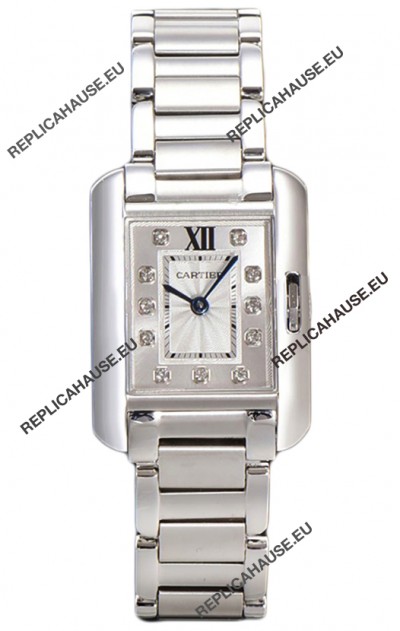 Cartier Tank Anglaise Steel Casing in Steel Strap Swiss Quartz Watch 30MM