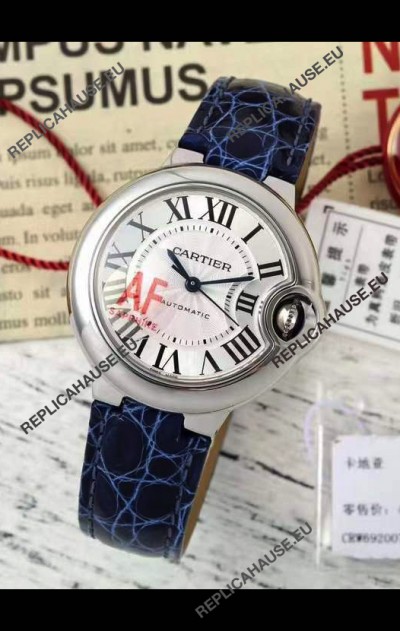 Ballon De Cartier Swiss Automatic 1:1 Mirror Quality Blue Strap 33MM in Steel Casing