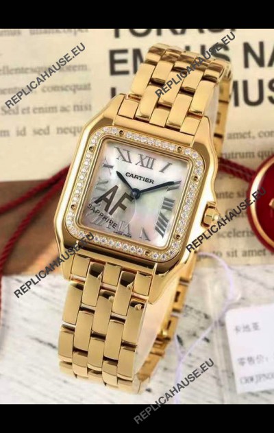 PANTHERE de Cartier Edition 27mm Pearl Dial 1:1 Mirror Swiss Watch Yellow Gold Casing