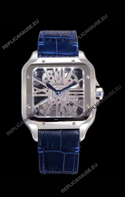 Cartier Santos DUMONT Skeleton Watch in Stainless Steel Swiss Watch 