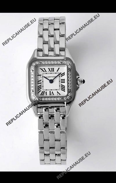 Cartier PANTHERE Edition 22MM 1:1 Mirror Quality Swiss Replica Watch in White Dial - Diamonds Bezel