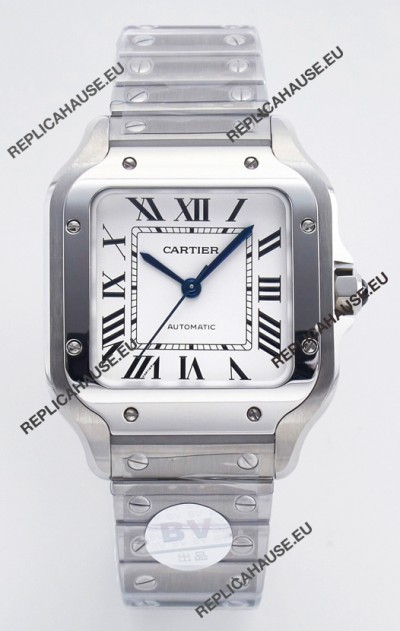 Cartier Santos De Cartier 904L Steel White Dial Super Clone Replica 35MM Watch 