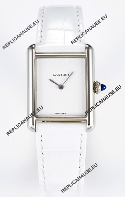 Tank Must Cartier Super Clone Edition 29MM Watch in Steel Casing White Dial 