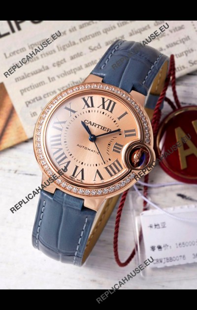 Ballon De Cartier Swiss Automatic Gold Dial Mirror Quality 33MM in Rose Gold Plating