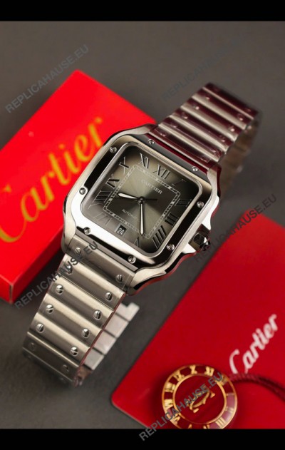 Cartier Santos De Cartier 904L Steel Grey Dial Super Clone Replica 40MM Watch 