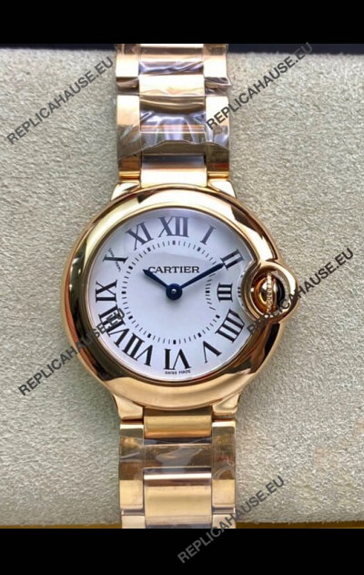 Ballon De Cartier Swiss Quartz 1:1 Mirror Quality 28MM in Rose Gold Casing