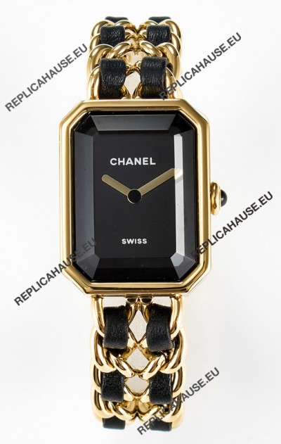 Chanel Premiere Edition Originale Watch in Black & Gold Chains Swiss Quartz Watch