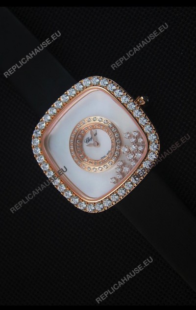 Chopard Happy Diamonds 38MM Black Strap in White Dial