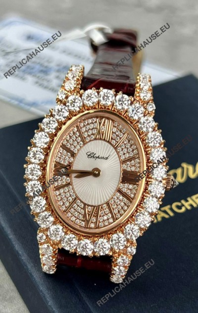 Chopard Super Clone L'Heure du Diamant Mossanites Yellow Gold Watch 34MM