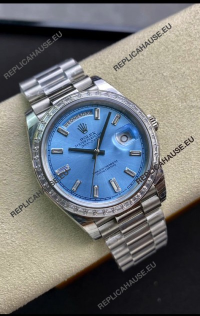 Rolex Day Date Presidential M228396TBR-0002 904L 40MM - Ice Blue Dial 1:1 Mirror Quality Watch