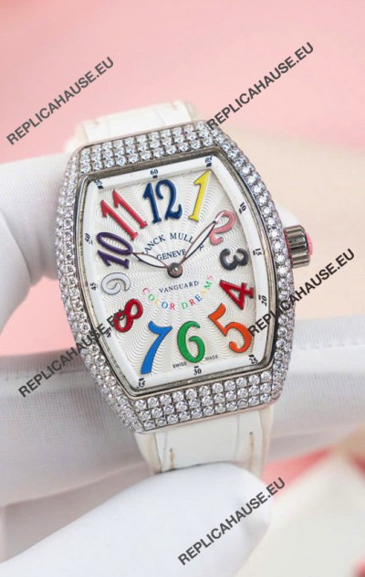 Franck Muller V32 Swiss Quartz Mossanite 1:1 Replica Watch 36MM