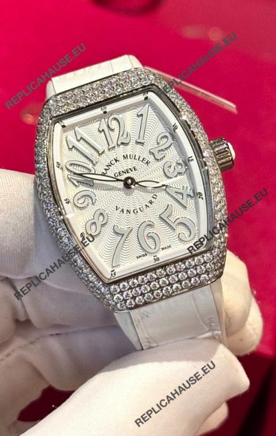 Franck Muller V32 Swiss Quartz Mossanite 1:1 Replica Watch 36MM White Numerals