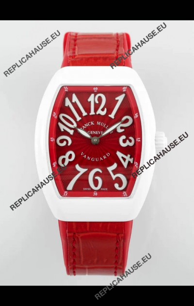 Franck Muller Vanguard Yachting V32 Ceramic Casing Red Dial/Strap Swiss Replica Watch 