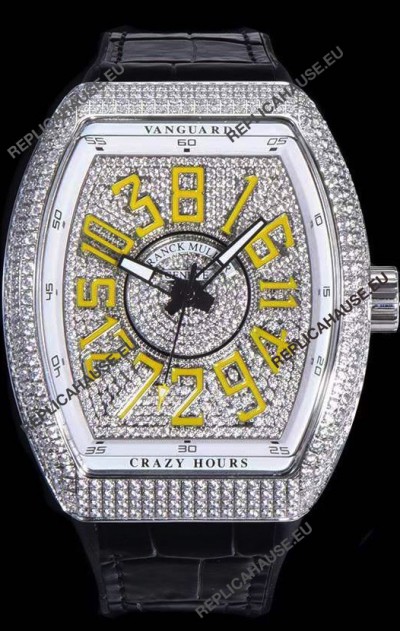 Franck Muller Vanguard Crazy Hours Edition Swiss Replica Watch - Yellow Numerals