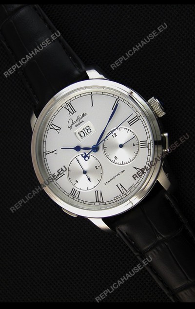 Glashuette Dual Sub Dial Japanese Replica Watch in White Dial