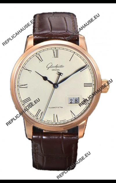 Glashütte Senator Excellence Panorama Date Rose Gold 1:1 Mirror Replica Watch 