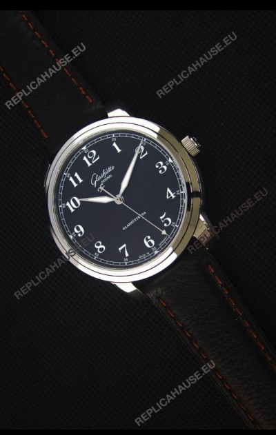 Glashuette Senator Excellence Black Dial Steel Case Swiss Replica Watch