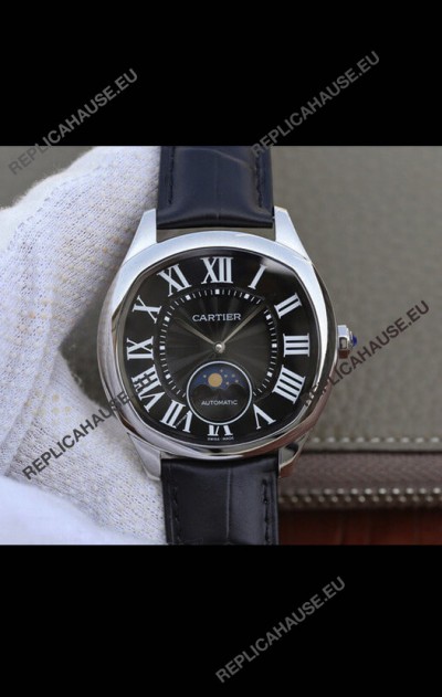 Drive De Cartier Moonphase Edition 1:1 Mirror Replica Watch in Stainless Steel - Brown Dial 