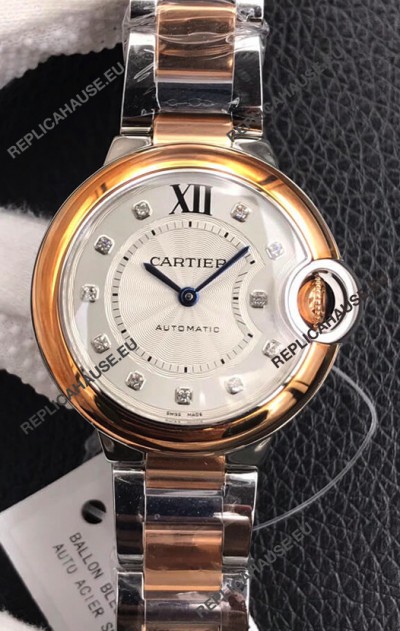 Ballon De Cartier Swiss Quartz 1:1 Mirror Quality 28MM in Two Tone Rose Gold Casing