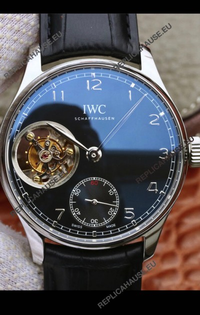 IWC Portuguese Genuine Swiss Tourbillon Movement Watch in Black Dial