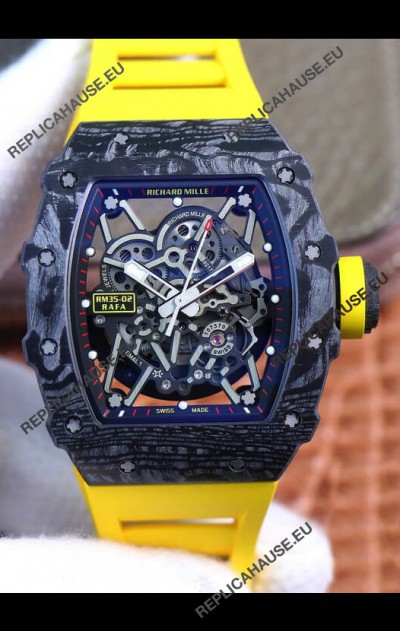 Richard Mille RM35-02 Rafael Nadal Forged Carbon Case with Yellow Strap - 1:1 Super Swiss Quality