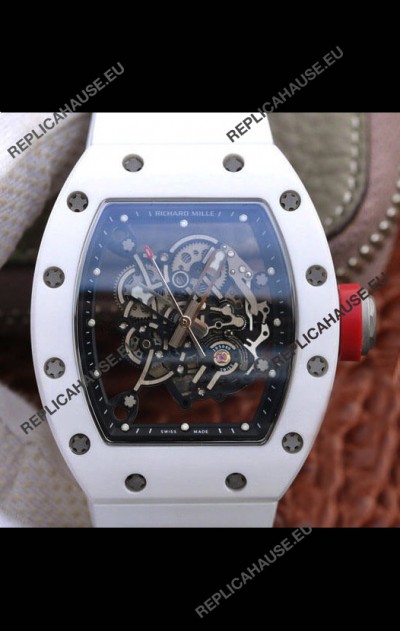 Richard Mille RM055 Ceramic Casing 1:1 Mirror Replica Watch in White Strap 