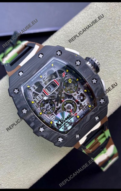 Richard Mille RM011 Felipe Massa 1:1 Mirror Quality One Piece Black Forged Carbon Case Watch