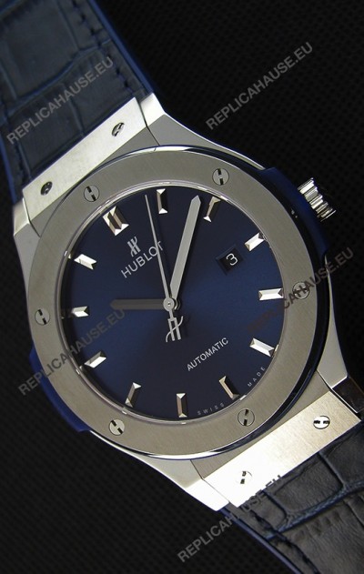 Hublot Classic Fusion Blue Titanium Swiss Replica Watch - 1:1 Mirror Replica