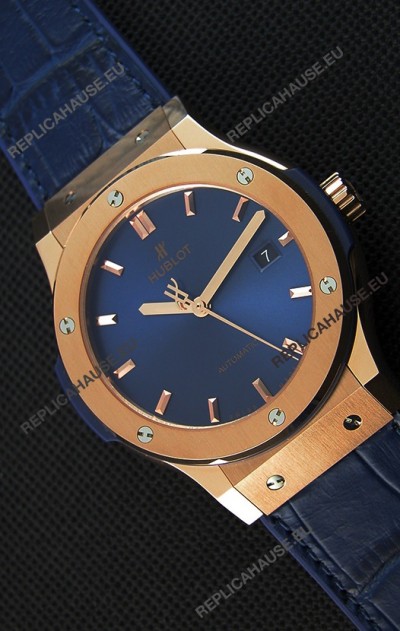 Hublot Classic Fusion Blue King Gold Swiss Replica Watch - 1:1 Mirror Replica
