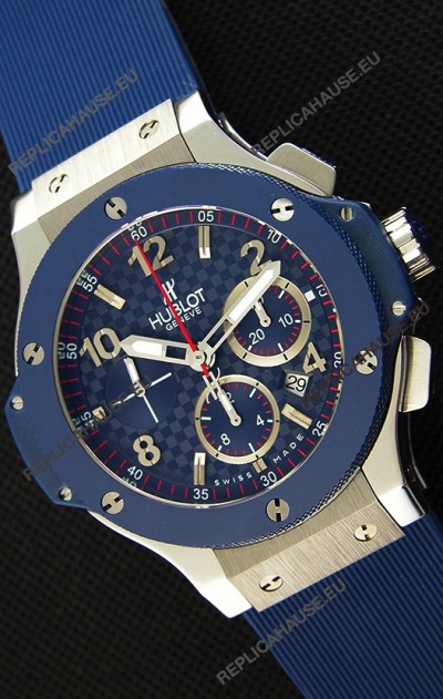 Hublot Big Bang Blue Steel Carbon Dial Swiss Replica Watch 1:1 Mirror Replica