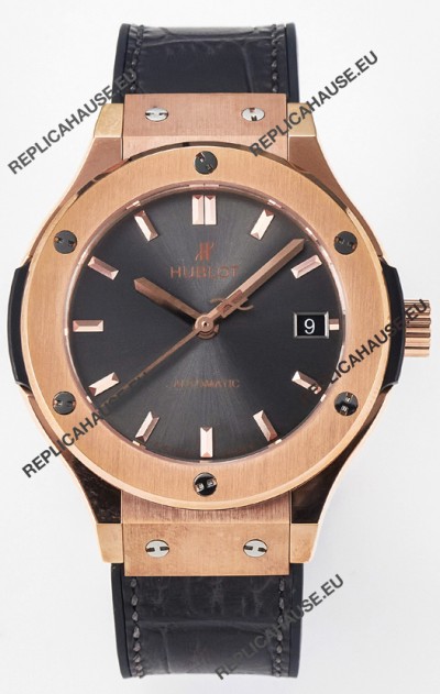 Hublot Super Clone Classic Fusion Rose Gold 38MM 1:1 Mirror Replica Watch Grey Dial