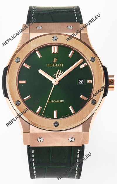 Hublot Super Clone Classic Fusion Rose Gold 42MM 1:1 Mirror Replica Watch Green Dial