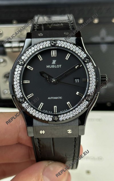 Hublot Classic Fusion Ceramic Swarovski Crystals Bezel 42MM Swiss Replica Watch