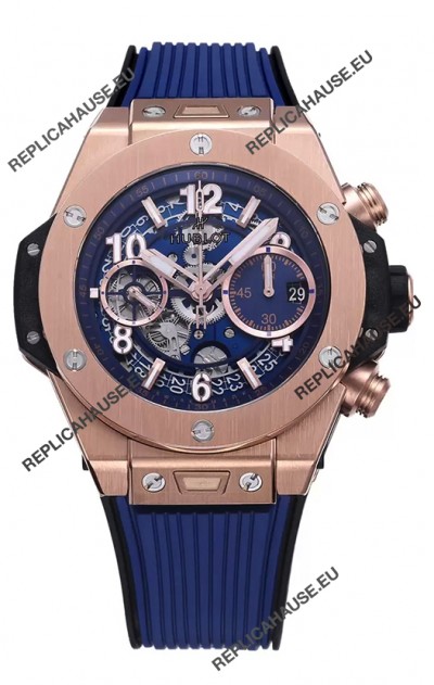 Hublot Big Bang Unico Blue Rose Gold Casing 1:1 Mirror Edition Swiss Replica Watch