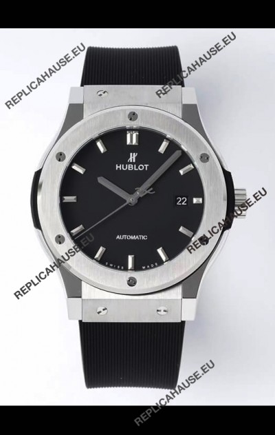 Hublot Classic Fusion Steel Black Dial 42MM Swiss Replica Watch 1:1 Mirror Quality