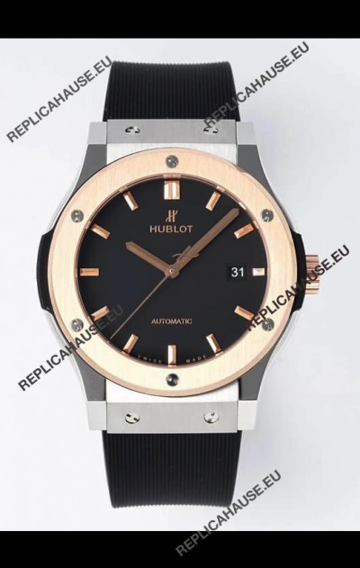 Hublot Classic Fusion Two Tone Black Dial 42MM Swiss Replica Watch 1:1 Mirror Quality