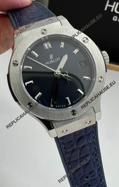 Hublot Classic Fusion Stainless Steel 33MM Blue Dial Swiss Quartz Movement Watch 1:1 Mirror Quality